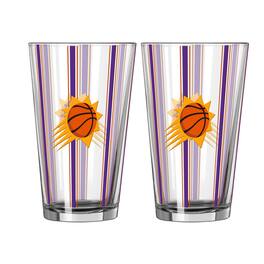 Logo Brands - Phoenix Suns Two-Piece 16oz. Striped Pint Glass Set - Multicolor