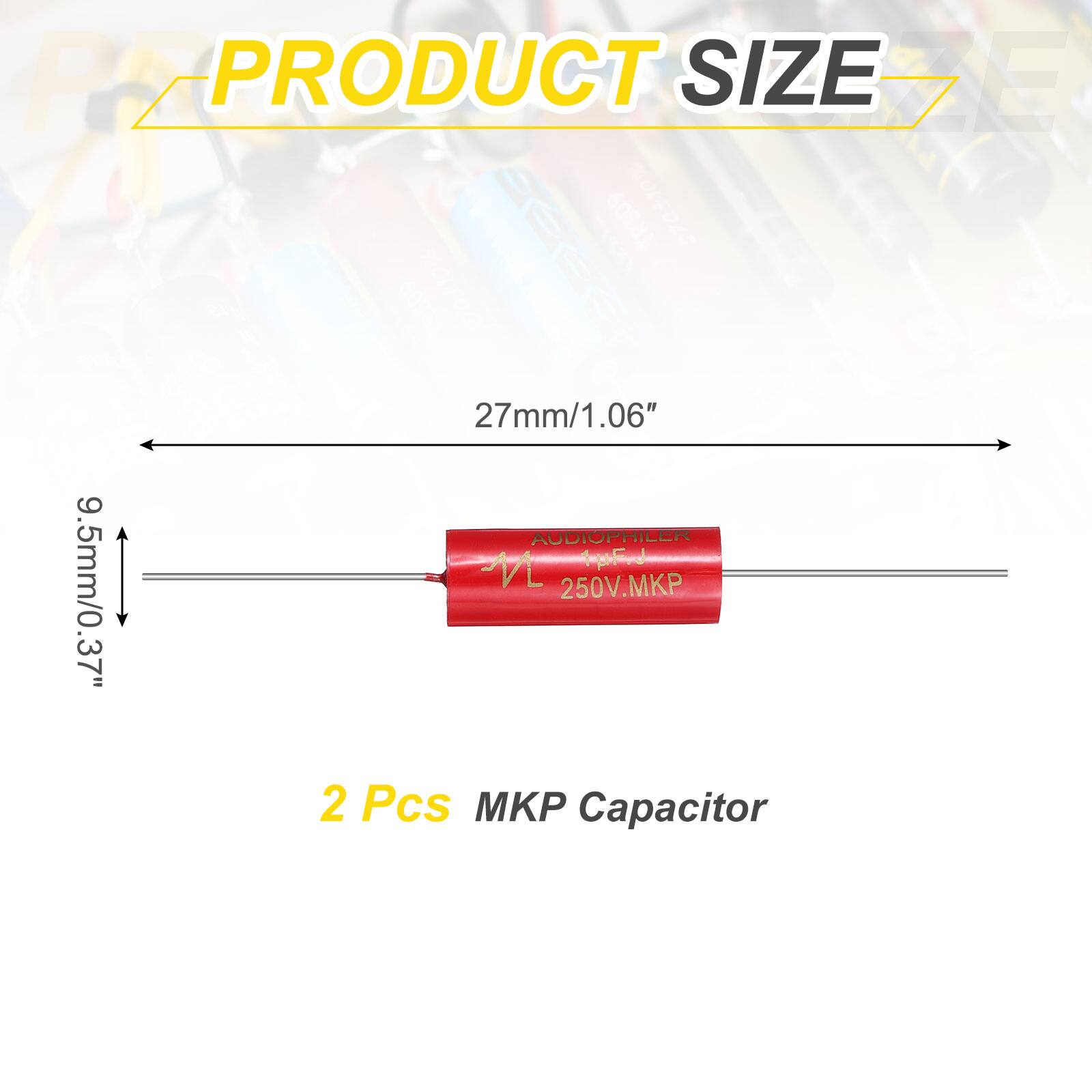 PZ PRODUCT SIZE DE TRS09 270110N e 27mm/1.06" AUDIOPHILER L depFind 9.5mm/0.37" 250V.MKP 2 Pcs MKP Capacitor