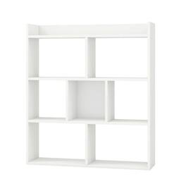 Pefilos - 7 Cubes Open-back Bookshelf with Anti-Toppling Devices- High Bookshelf - White