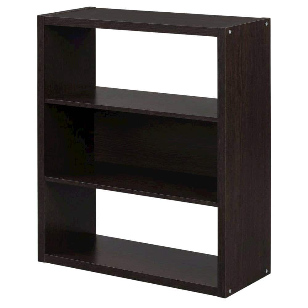FurniFact - Wooden bookcase with open shelves for versatile storage - Dark Oak