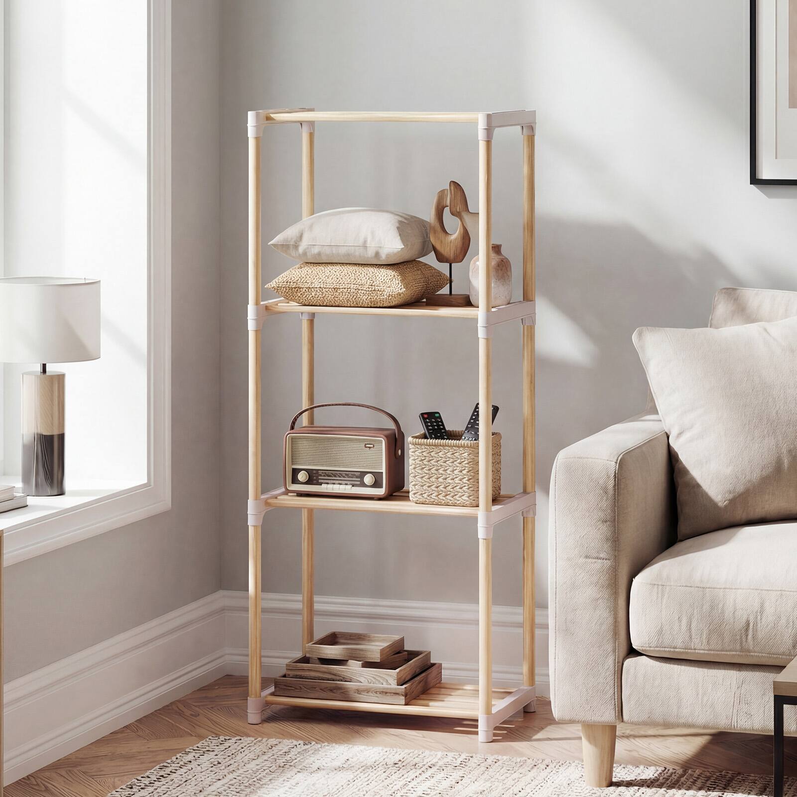 Alt View 1. Gymax - Gymax 2PCS 4-Tier Bookshelf w/Open Shelves Freestanding Storage Organizer for Home - Gray.