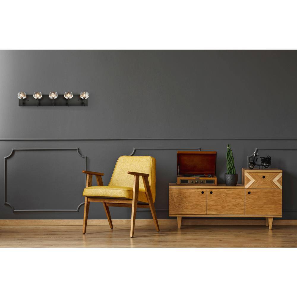 Left. Elegant Lighting - Graham 5 Light Wall Sconce in Black - Black And Clear.