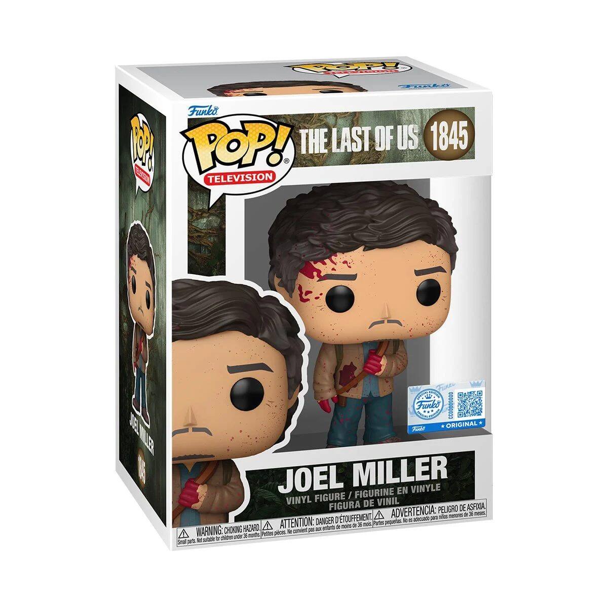 Funko POP! TELEVISION  
THE LAST OF US 1845  

JOEL MILLER  
VINYL FIGURE / FIGURINE EN VINYLE / FIGURA DE VINIL  

WARNING: CHOKING HAZARD - Small parts. Not for children under 3 years.  
ADVERTENCIA: PELIGRO DE ASFIXIA - Piezas pequeñas. No es adecuado para niños menores de 3 años.  
ATTENTION: DANGER - Petites pièces - Convient pas aux enfants de moins de 3 ans.