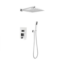 JUJABU - 12" Rain Shower Head Systems Wall Mounted Shower - Chrome