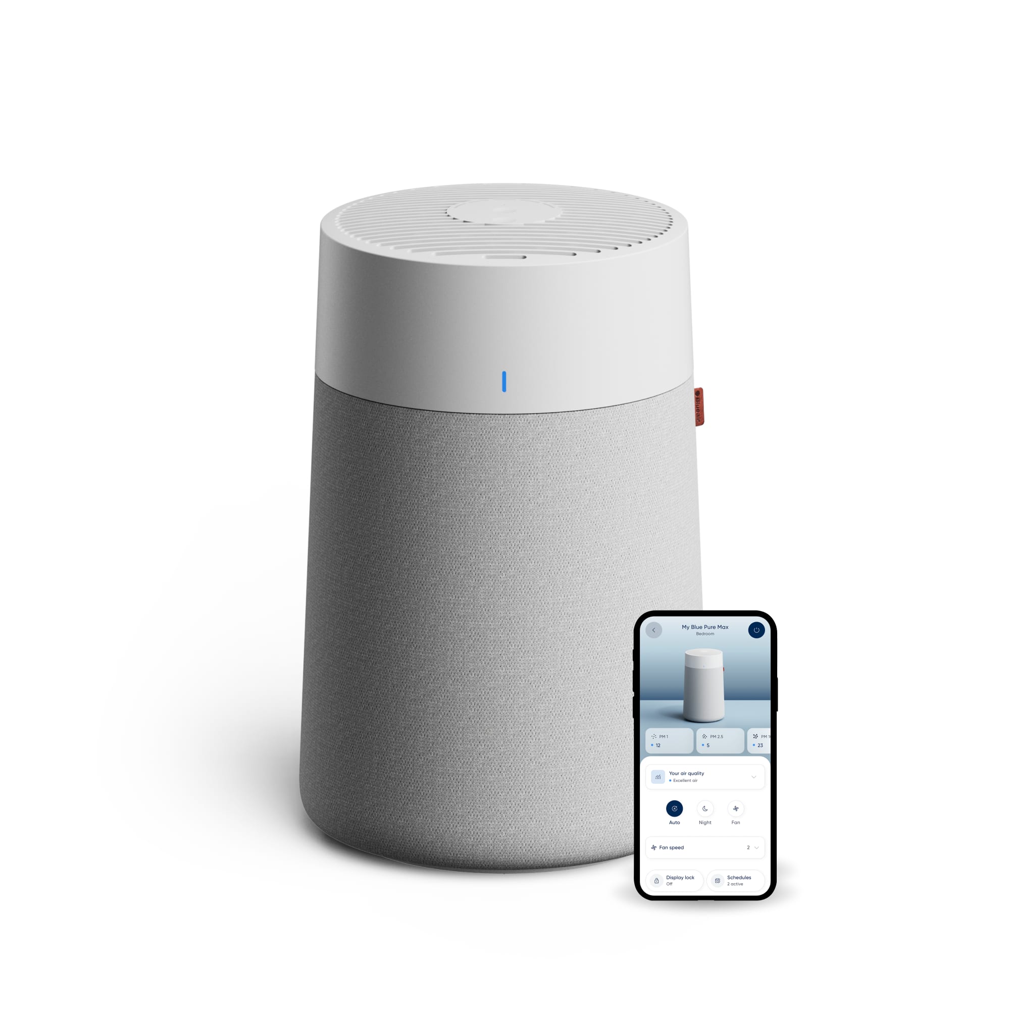 Blueair - Blue Pure 511i Max 1138 sq ft HEPASilent Small Room Bedroom Air Purifier - White/Gray