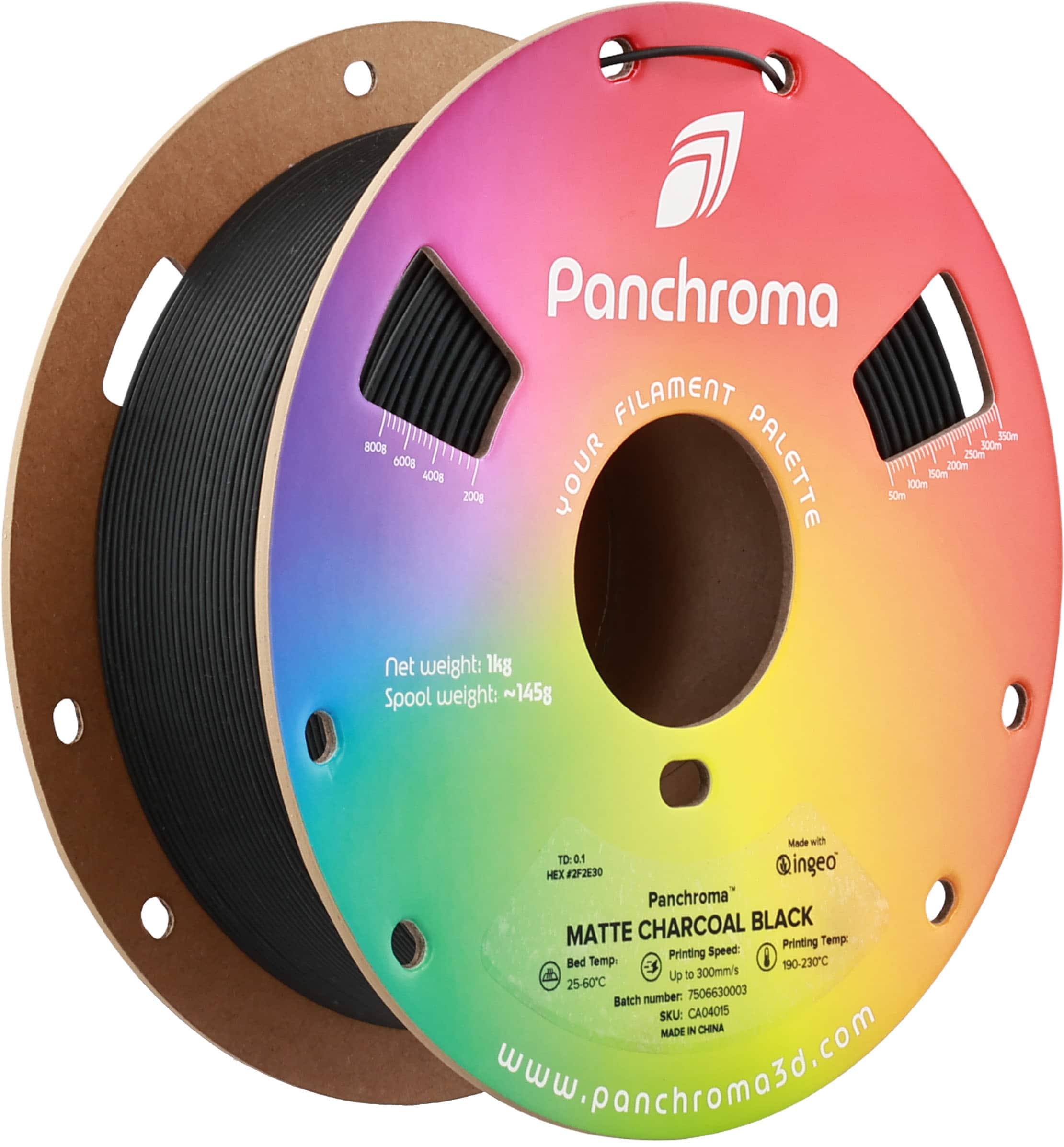 Polymaker - Matte PLA Filament - Charcoal Black - Front_Zoom