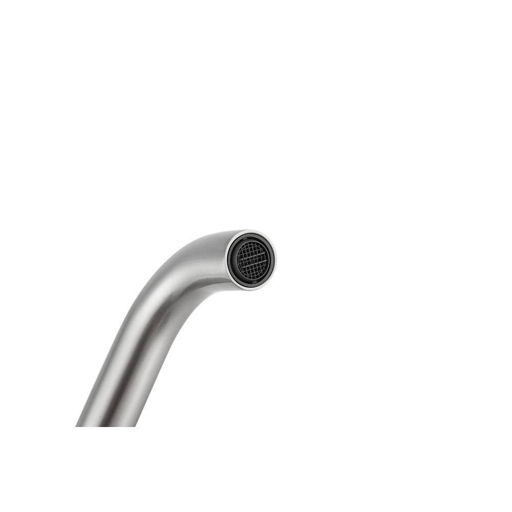 Left. Elegant Kitchen and Bath - Tobias 8 inch Widespread Double Handle Bathroom Faucet in Brushed Nickel - Brushed Nickel.