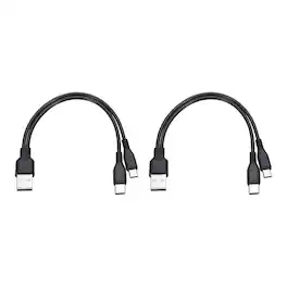 Unique Bargains - 2pcs Multi USB-A to Micro USB & Type-C 2-in-1 Splitter Charging Cable, 8in 5V 2A for Phone/PowerBank/Tablet - Black