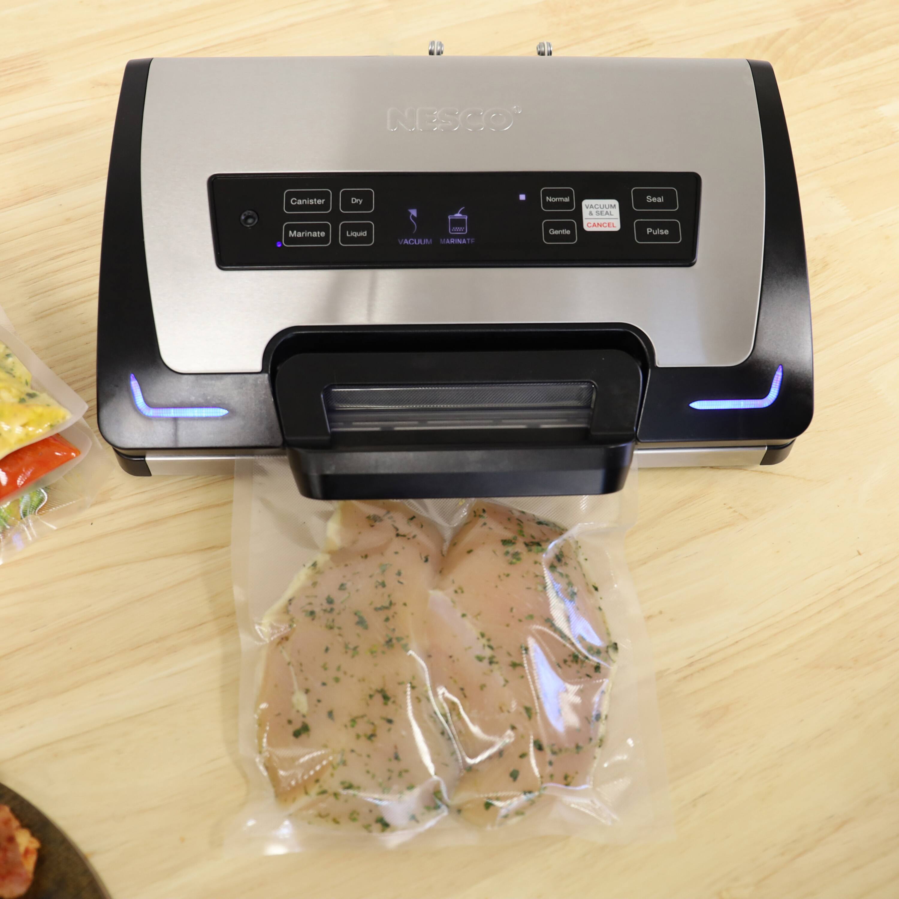 NESCO Canister Marinate Dry Liquid S - VACUUM MARINATE Srma VAGUUM + HEA CANCEL Cientte Seal Pulse