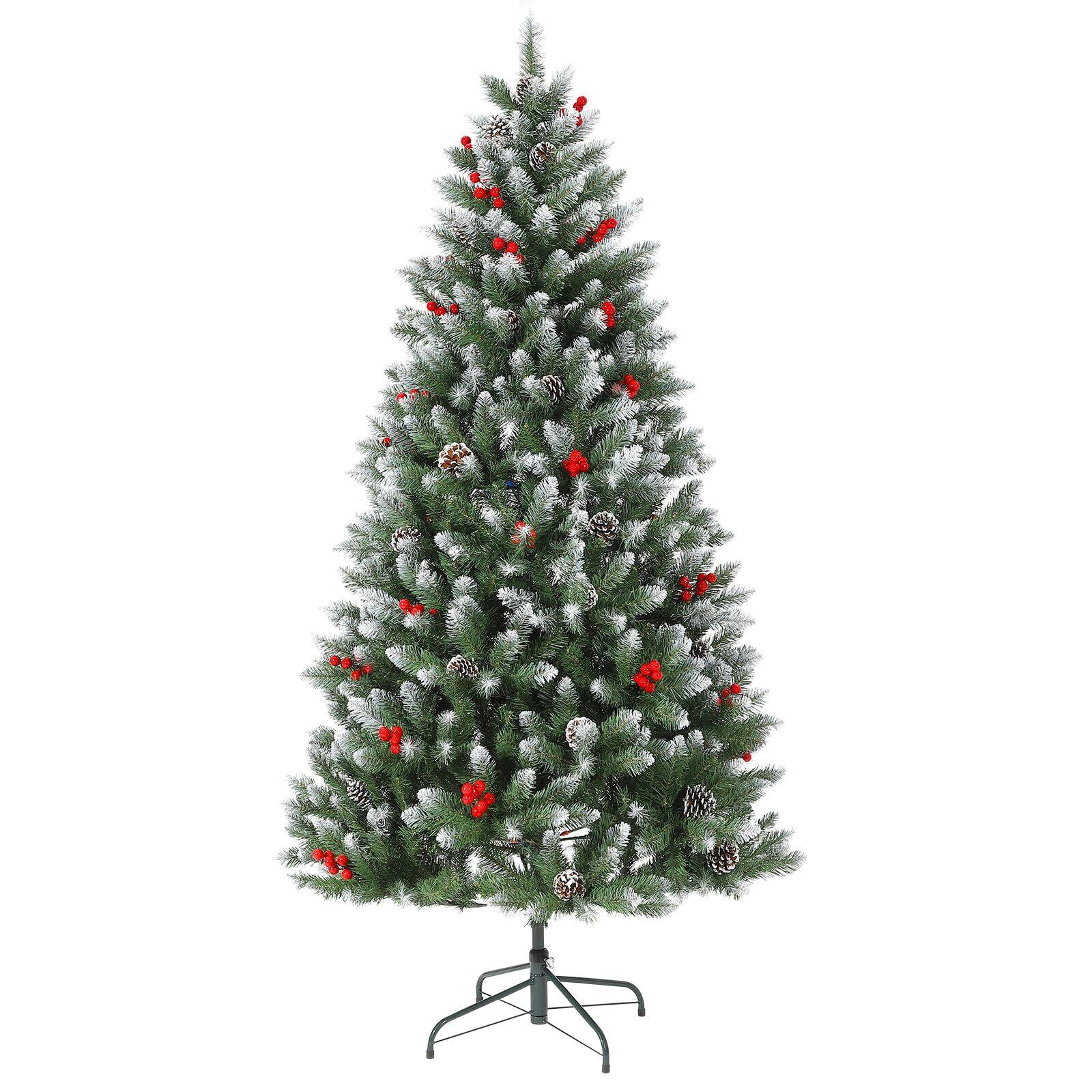 Acekool - 7FT Pre-Lit Artificial Christmas Tree - Pre-Decorated Fluffy Fraser Fir with 350 Warm White Lights - Green