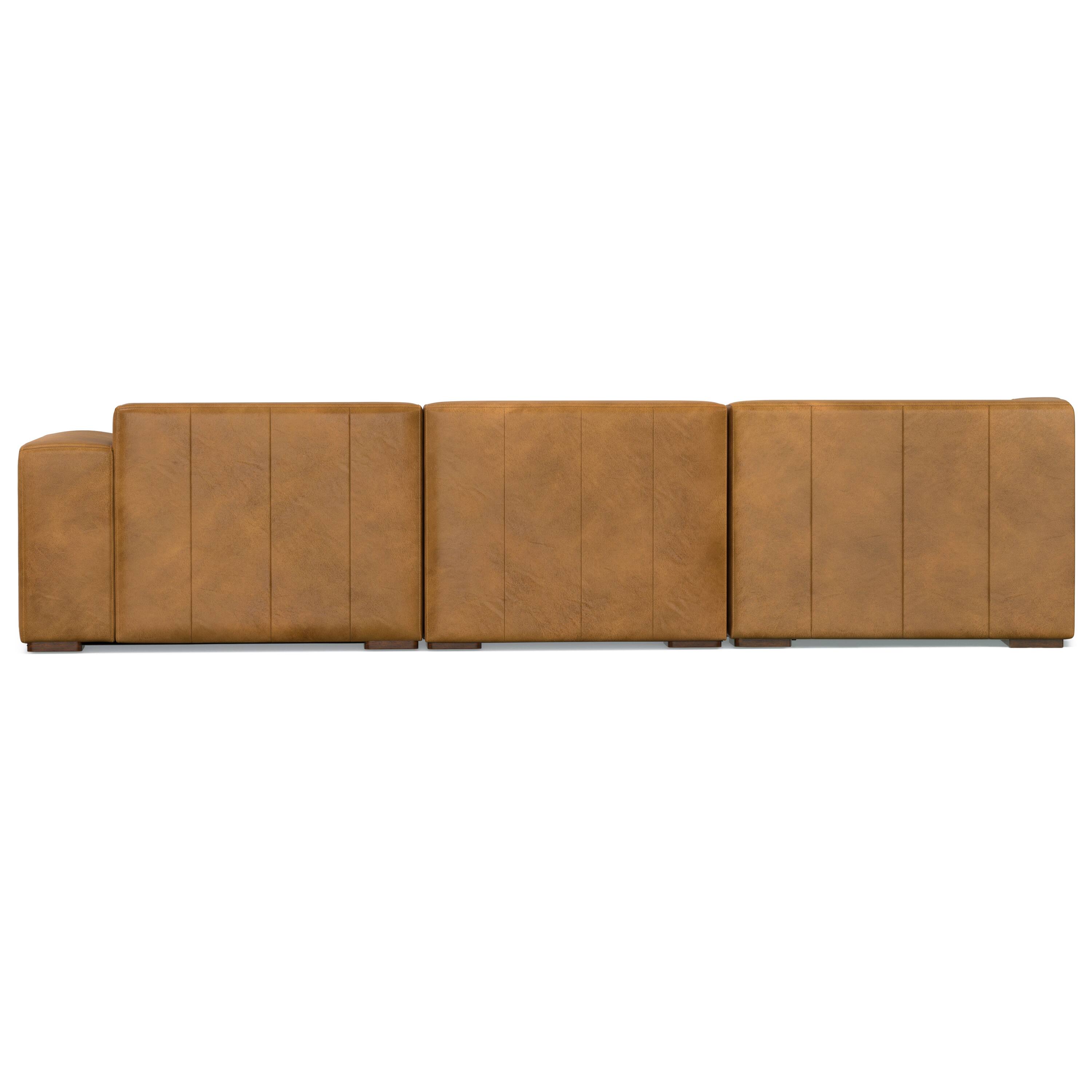 Simpli Home - Rex Left Corner Sectional Modular Sofa with Ottoman in Genuine Leather - Sienna - Thumbnail 5