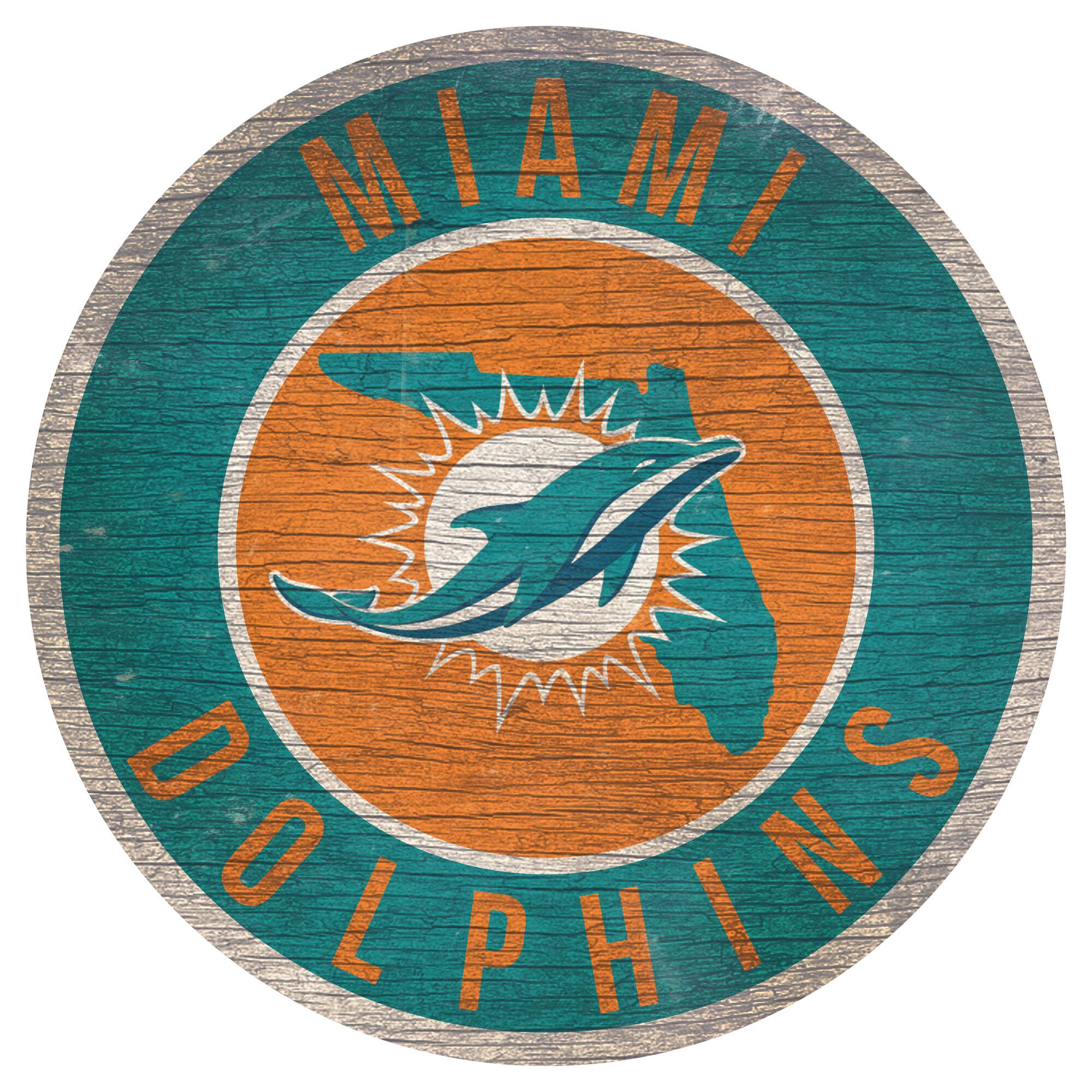 Miami Dolphins 12'' x 12'' State Circle Sign