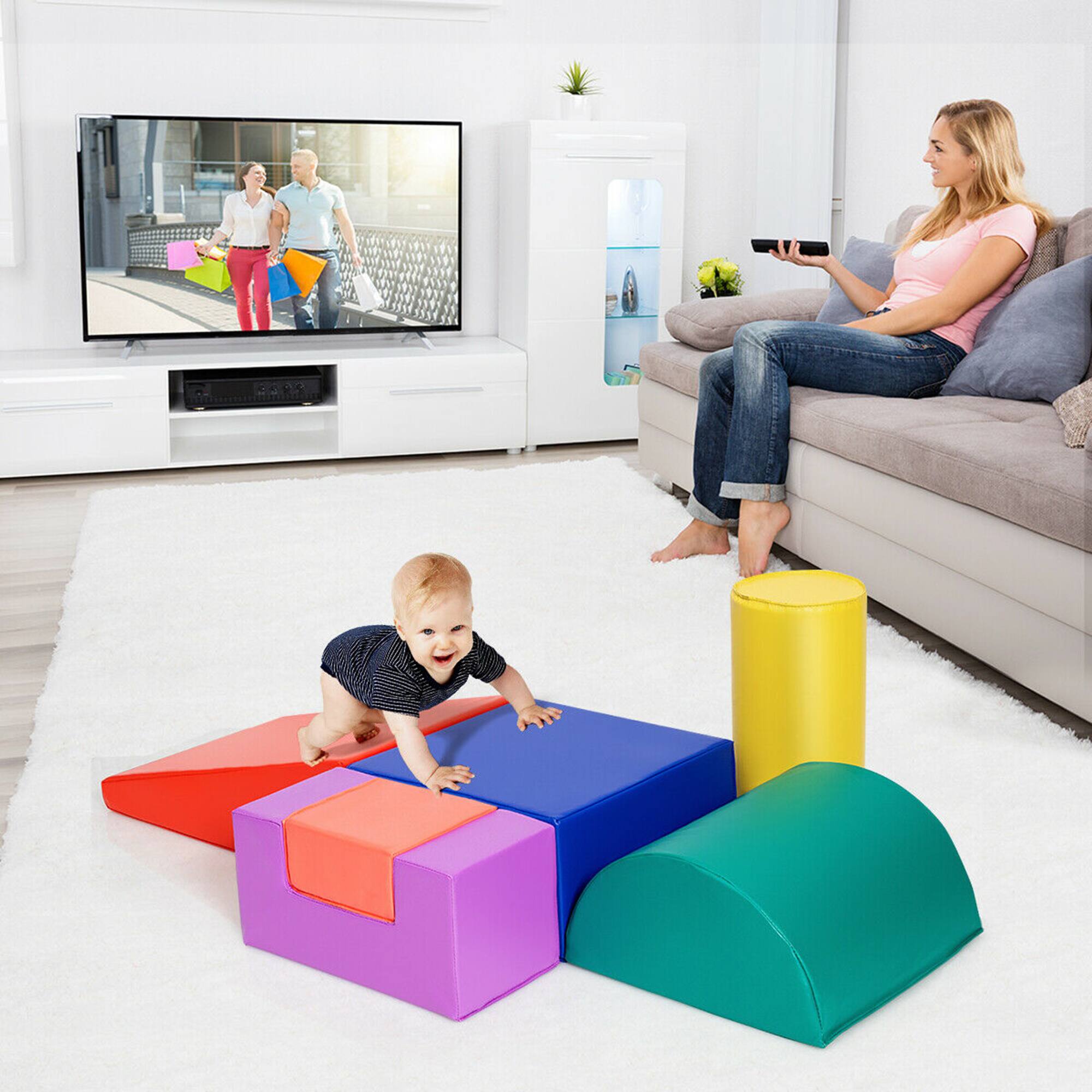 Alt View 3. Gymax - Gymax 6 Piece Climb Crawl Play Set Indoor Kids Baby Toddler Soft Safe Foam Blocks Toys - Multicolor.