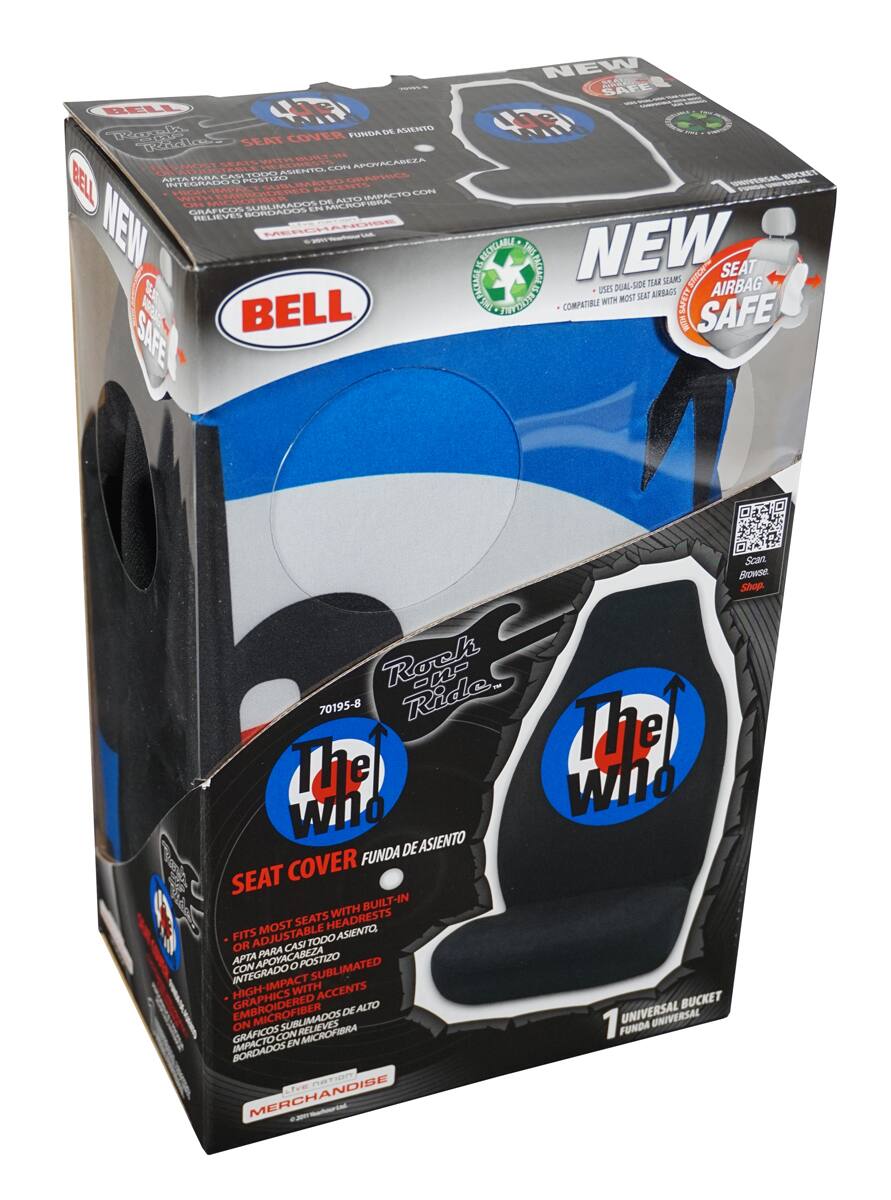 - BELL
- NEW
- SEAT COVER
- FUND DE ASIENTO
- FITS MOST SEATS WITH BUILT-IN HEADRESTS
- OR ADJUSTABLE TO FIT MOST SEATS
- APTA PARA ASIENTOS CON APOYACABEZA AJUSTABLE
- CON APOYACABEZA AJUSTABLE
- HIGH-IMPACT WITH SUBLIMATED GRAPHICS
- IMPACTO ALTO CON GRAFICOS SUBLIMADOS
- GRAPHICS WITH SUBLIMATED ACCENTS
- GRAFICOS CON ACCENTOS SUBLIMADOS
- EMBROIDERED MICROFIBER
- BORDADOS EN MICROFIBRA
- UNIVERSAL BUCKET
- FUND UNIVERSAL
- USES DUAL-SIDE SEAT AIRBAGS
- COMPATIBLE WITH MOST SEAT AIRBAGS
- SAFE
- Scan. Browse. Shop.
- The Who
- Rough Riders
- 70195-8
- MERCHANDISE