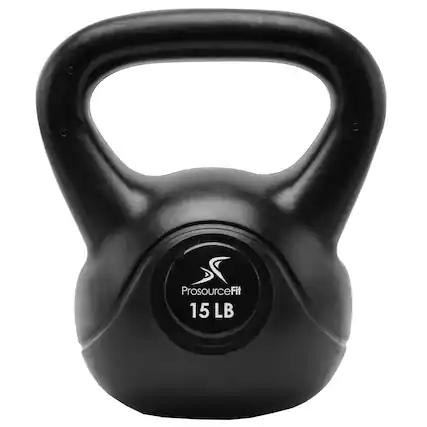 Front. ProsourceFit - ProsourceFit Vinyl Kettlebell, 15 lbs - Black.
