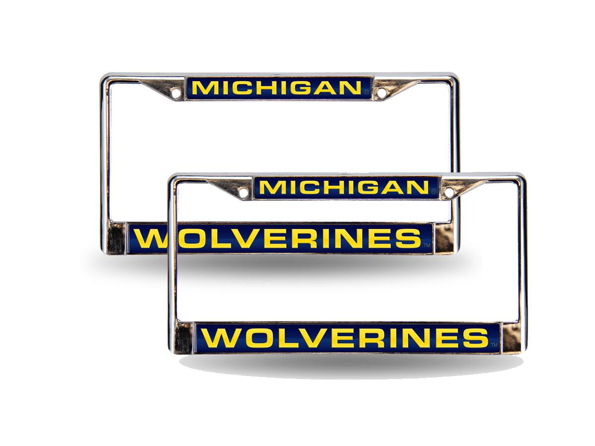 Michigan Wolverines Chrome Metal Laser Cut License Plate Frame - Set of 2 Frames
