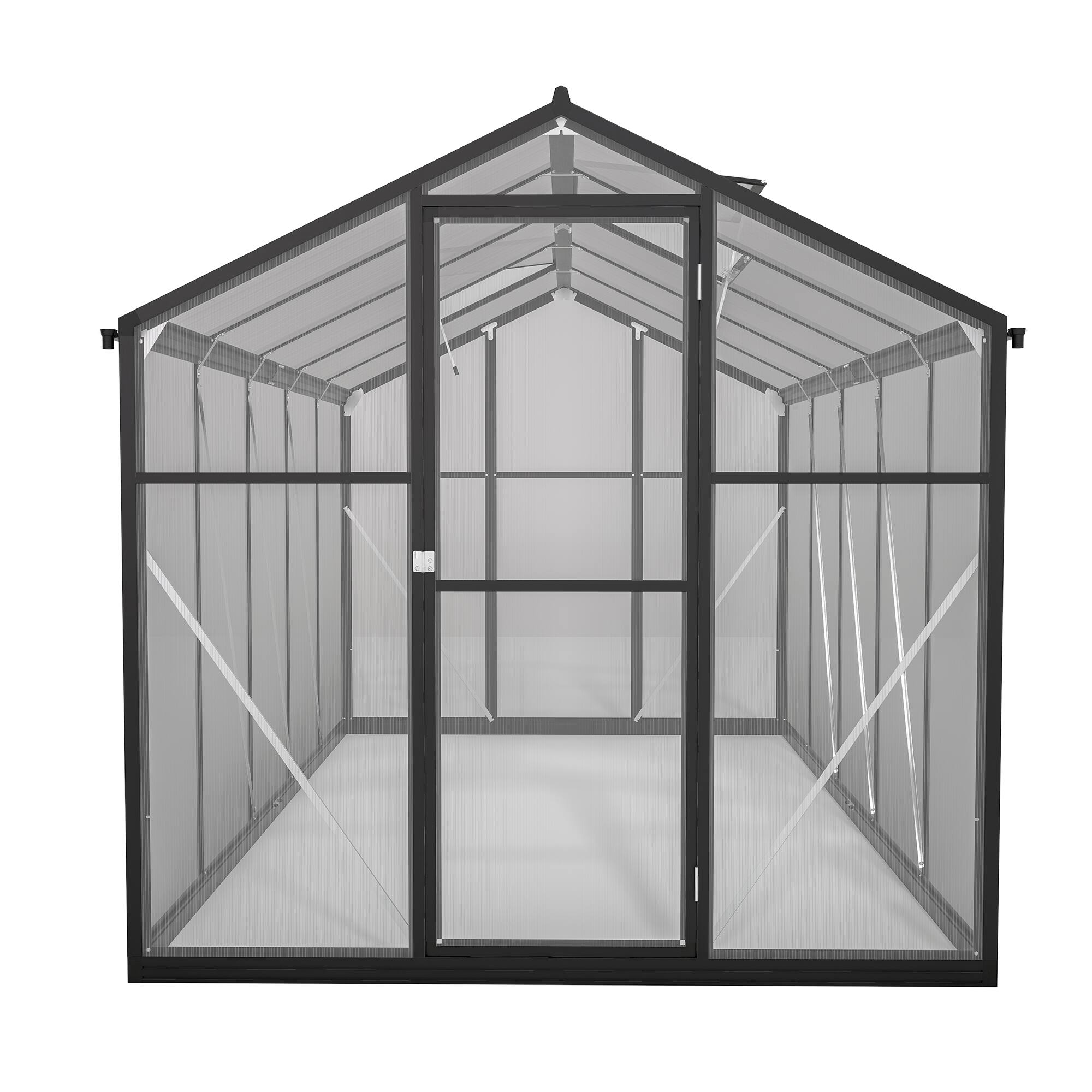 Alt View 8. Mondawe - 6x10 ft Outdoor Polycarbonate Greenhouse with Aluminum Frame,Lockable Door & Adjustable Roof Vent - Black.