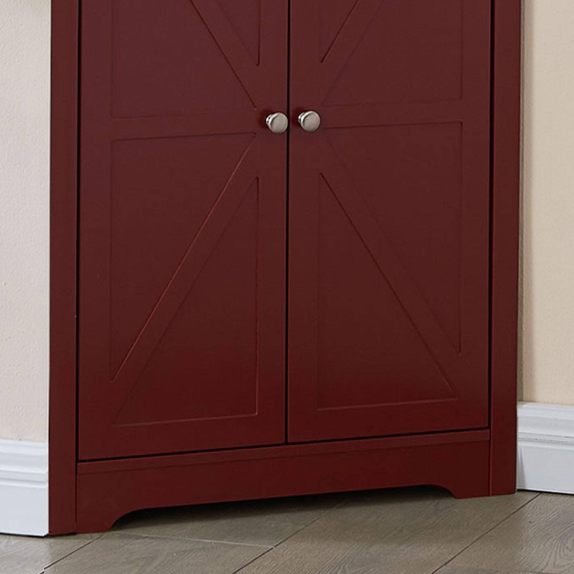 Alt View 3. Kings Brand Furniture - Kings Brand Furniture Tall Wooden Corner Cabinet - Red.
