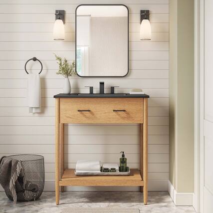 Front. Modway - Zaire Bathroom Vanity Basin Included by Modway - Natural Black.