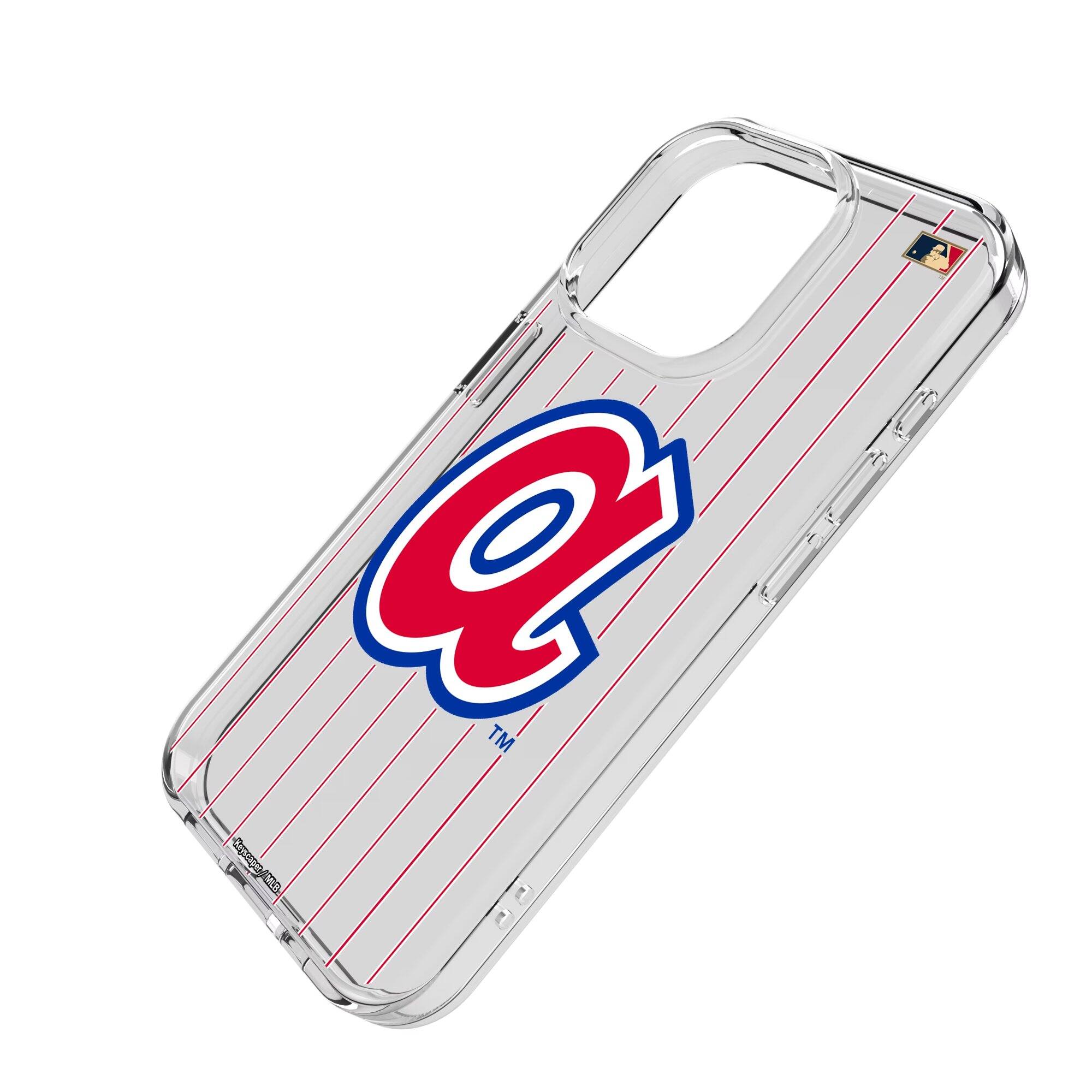 Alt View 1. Keyscaper - Atlanta Braves 1972-1980 Cooperstown Pinstripe iPhone Clear Case - 15 Plus - Multicolor.