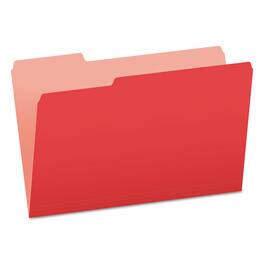 Tops Business Forms - Colored File Folders, 1/3-Cut Tabs: Assorted, Legal Size, Red/Light Red, 100/Box