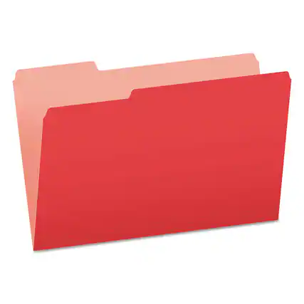 Front. Tops Business Forms - Colored File Folders, 1/3-Cut Tabs: Assorted, Legal Size, Red/Light Red, 100/Box.