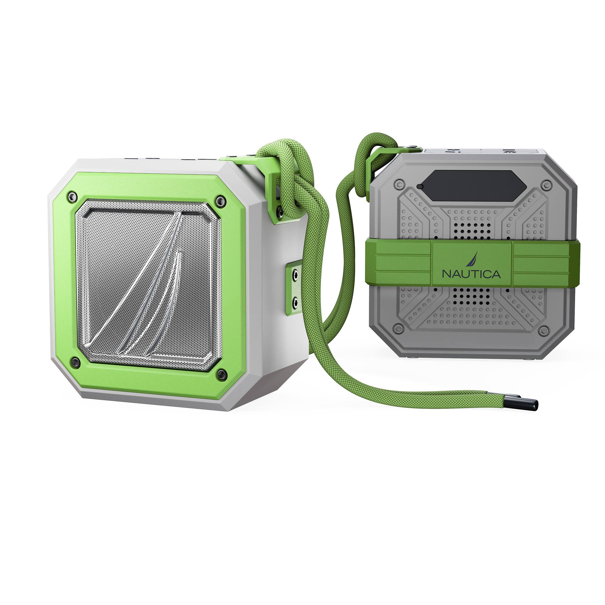 Angle. Nautica - Nautica S100 Bluetooth Portable Speaker, Waterproof Wireless Speaker, Loud Sound, Clear Audio, 15-Hour Playtime - Gray-Green.