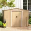 Alt View 4. Costway - 8 × 6 FT Outdoor Storage Shed Galvanized Steel Shed with Base Floor Wood Grain - Natural.