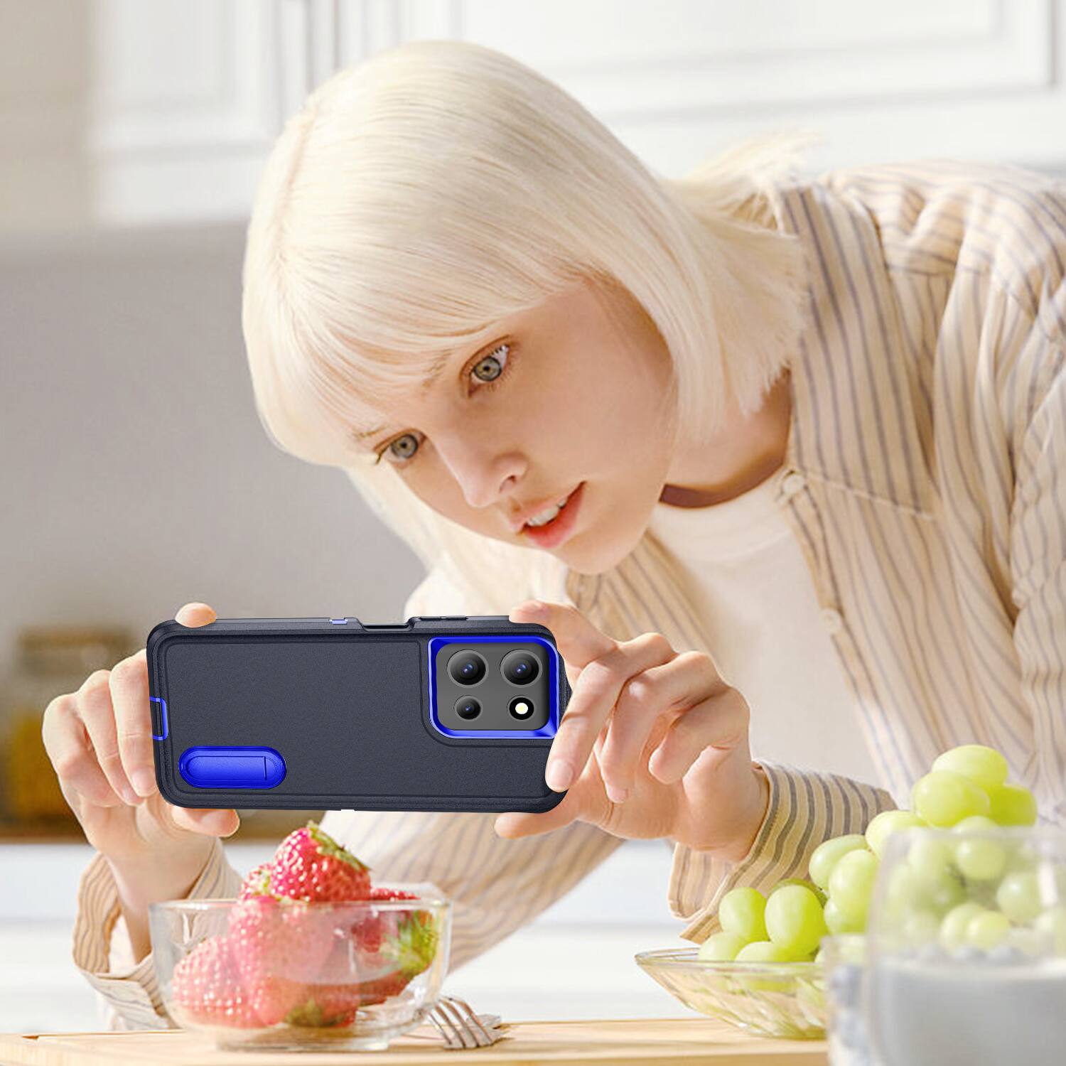 Alt View 4. Dteck - Heavy Duty Case for Motorola G 5G (2025) with Foldable Kickstand,Dual-Layer Shockproof Hard PC Soft Silicone Cover - G.