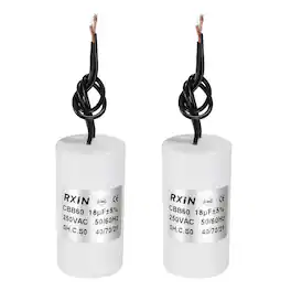 Unique Bargains - 2pcs 18uF CBB60 Running Capacitor, AC 250V Cylinder 2 Wire for Air Conditioner, Compressor, Washing Machine - White