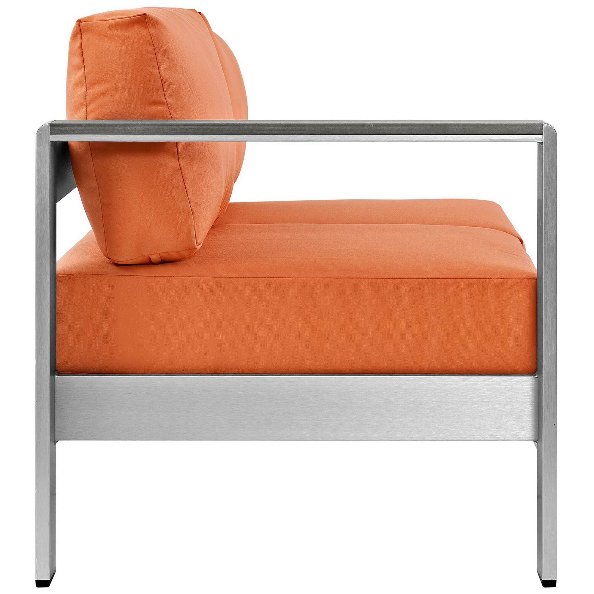 Left. Modway - Shore Left-Arm Corner Sectional Outdoor Patio Aluminum Loveseat by Modway - Silver Orange.