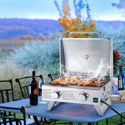 Costway 20,000 BTU Portable Gas Grill with Lid & Handle Top