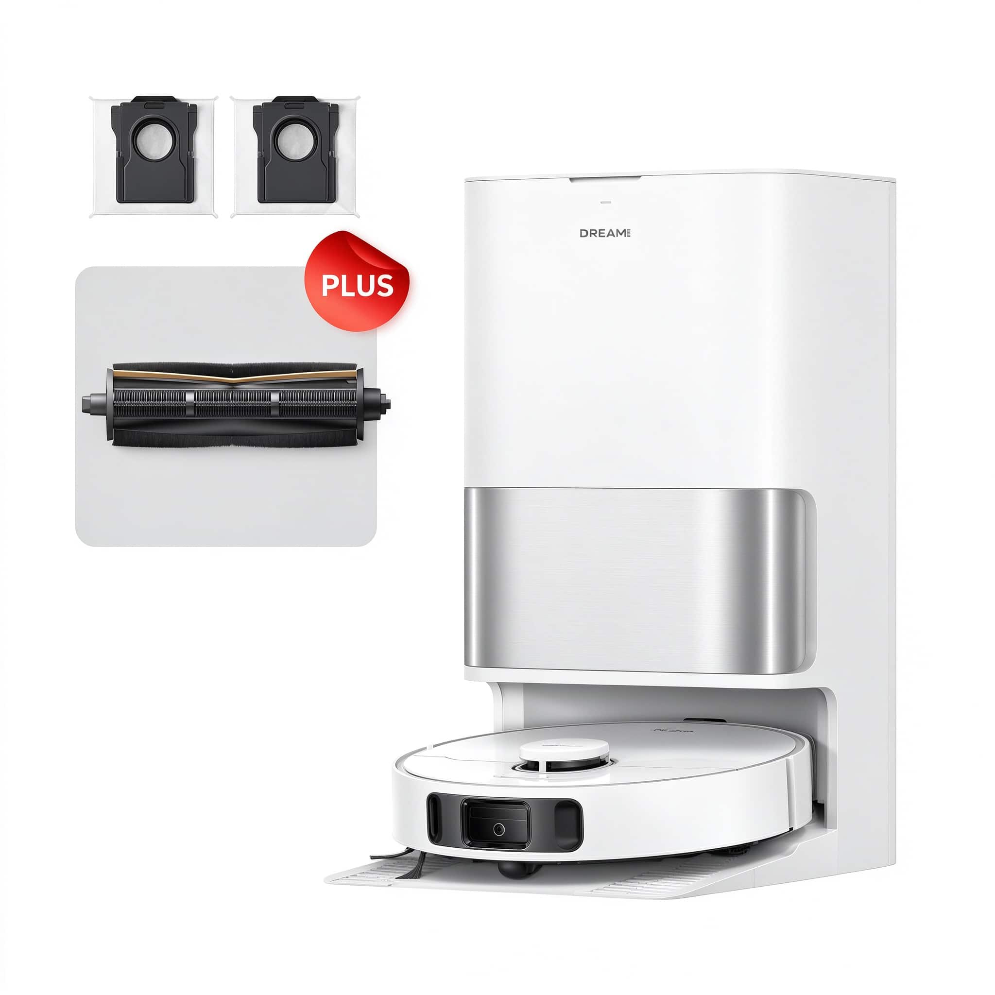 Dreame - D30 Ultra Kit Robot Vacuum and Mop, 25KPa, All-in-1 Base Station with 100 Days Auto-Empty, Extendable mop - White