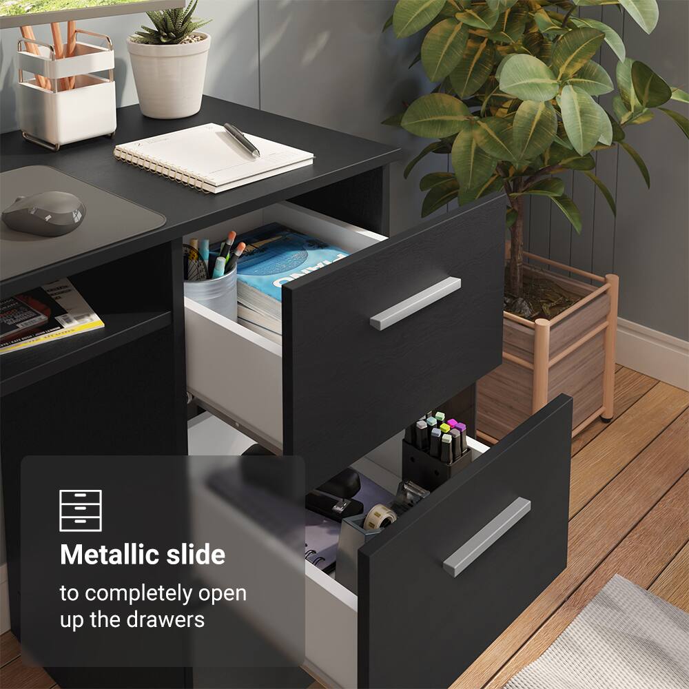 Metallic slide to completely open up the drawers