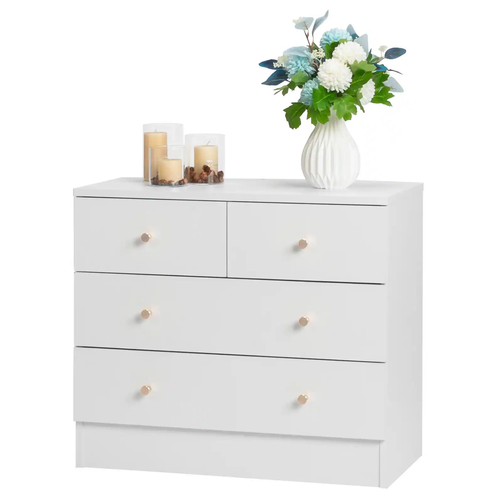 Alt View 5. Kadyn - 4 Drawer Dresser with Gold Handle, Nursery Dresser Chest Of Drawers Organizer - White.