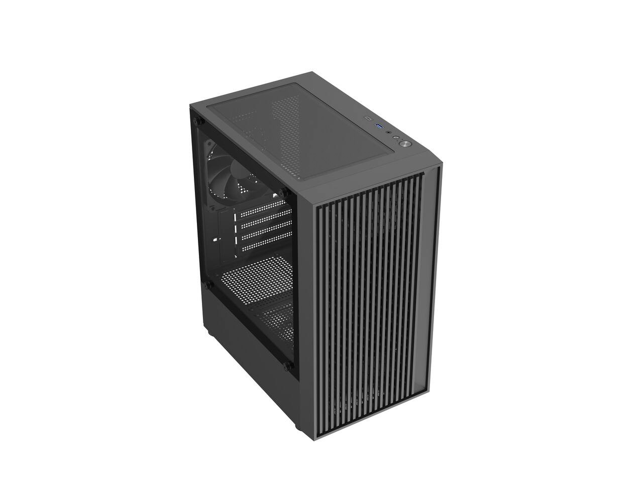 Alt View 1. DIYPC - DIYPC DIY-V2 MicroATX Black USB3.0/Type C Tempered Glass Gaming Case w/ 120mm Fan - Black.