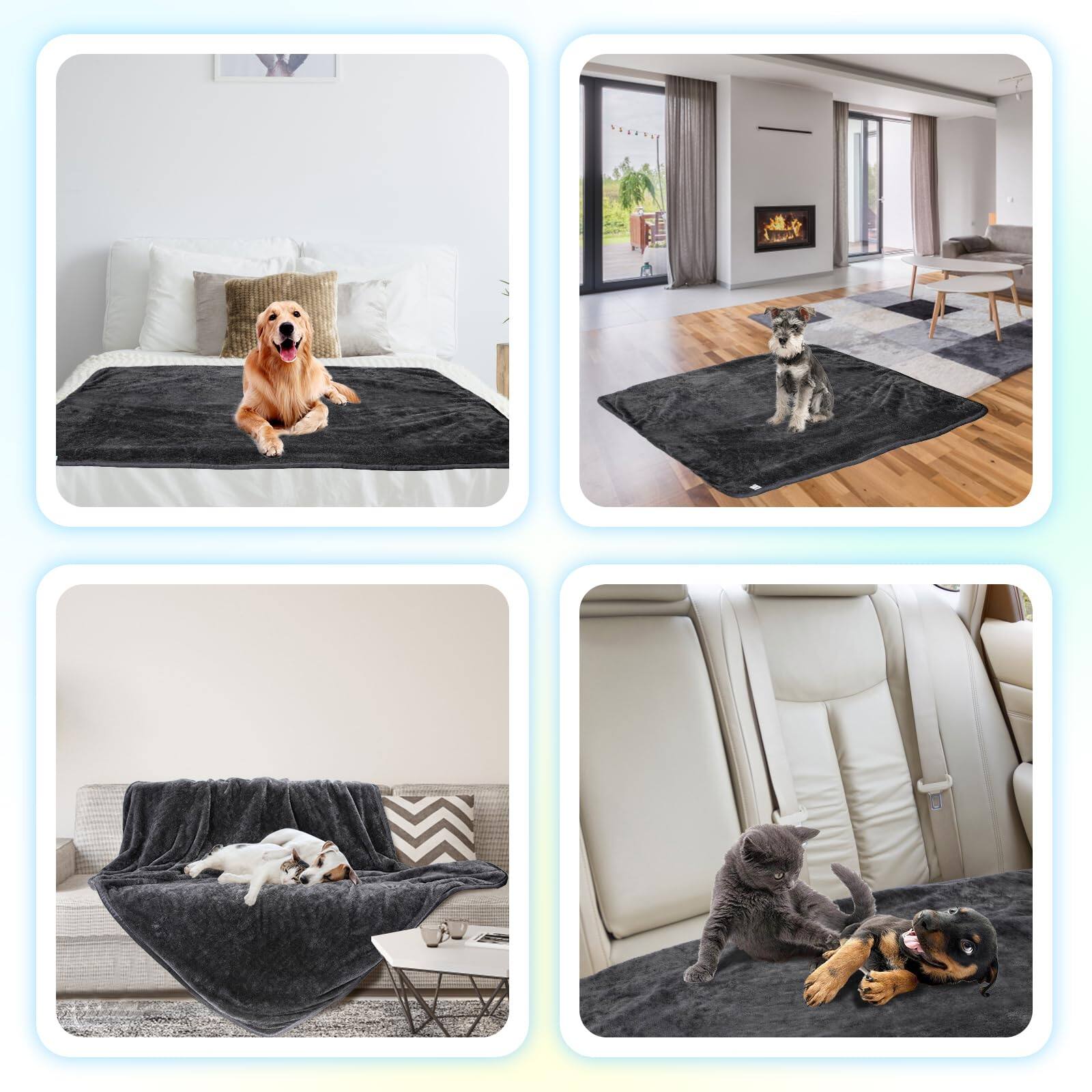 Alt View 4. Fabibe - Waterproof Dog Blanket Reversible Super Soft Warm Fluffy Sherpa Fleece Pet Blanket, Pee Proof Washable Couch - Dark Grey-40*47.