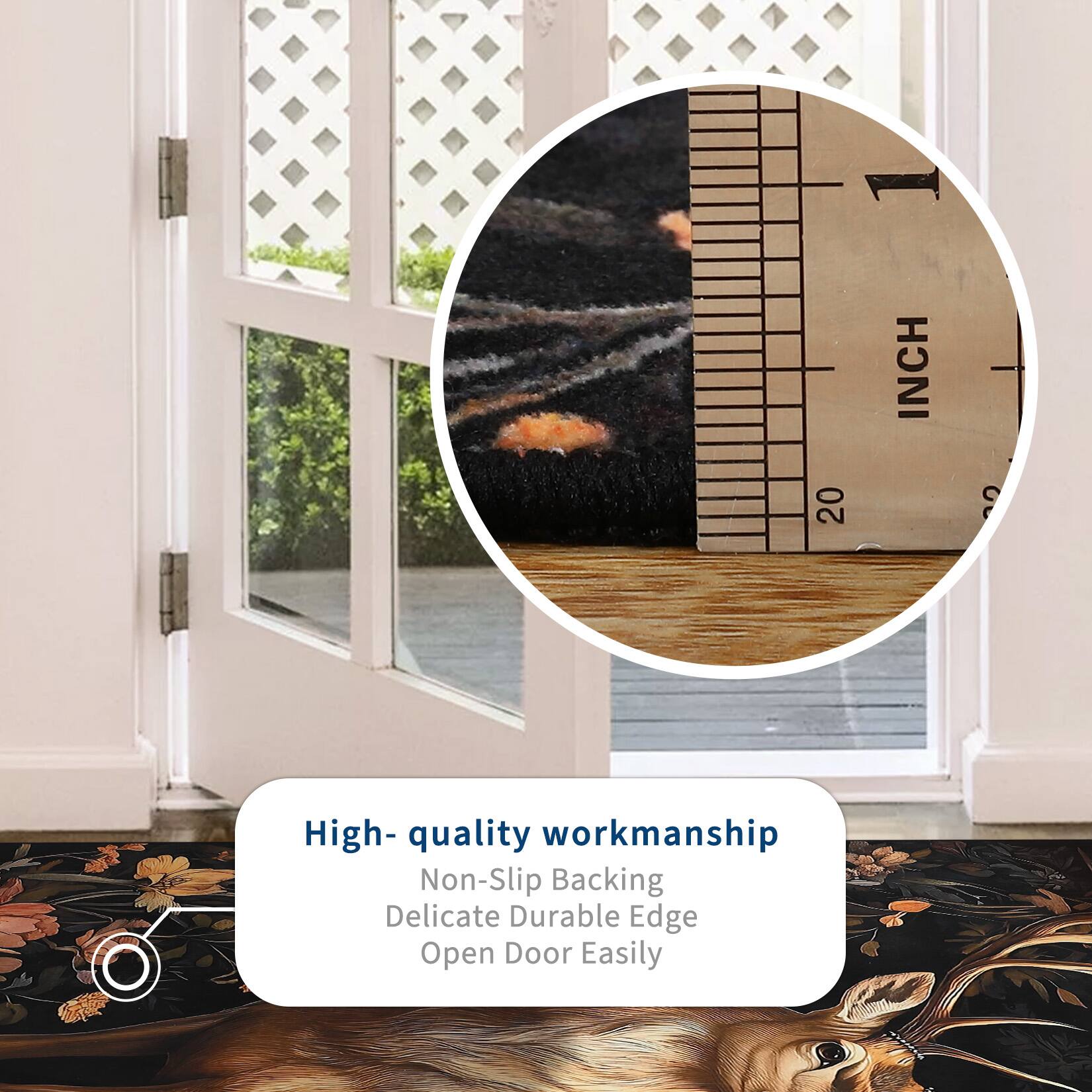 Back. Acekool - Christmas 2'x3' Rug for Entryway Indoor Small Washable Kitchen Rugs Soft Bathroom Carpet Elk Holiday Decor Non-Slip mat - Black.