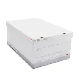 Staples - Medium Duty File Box, Lift Off Lid, Legal, 4/Carton (TR59216) - White/Gray