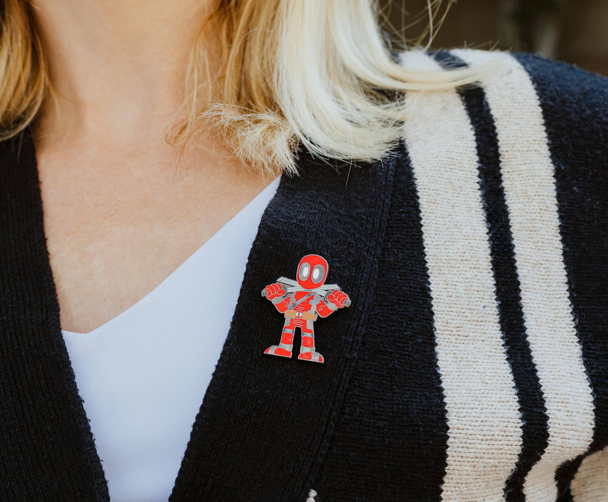 Alt View 3. SalesOne LLC - Marvel Deadpool With Swords Enamel Pin | Toynk Exclusive - Red/Black.