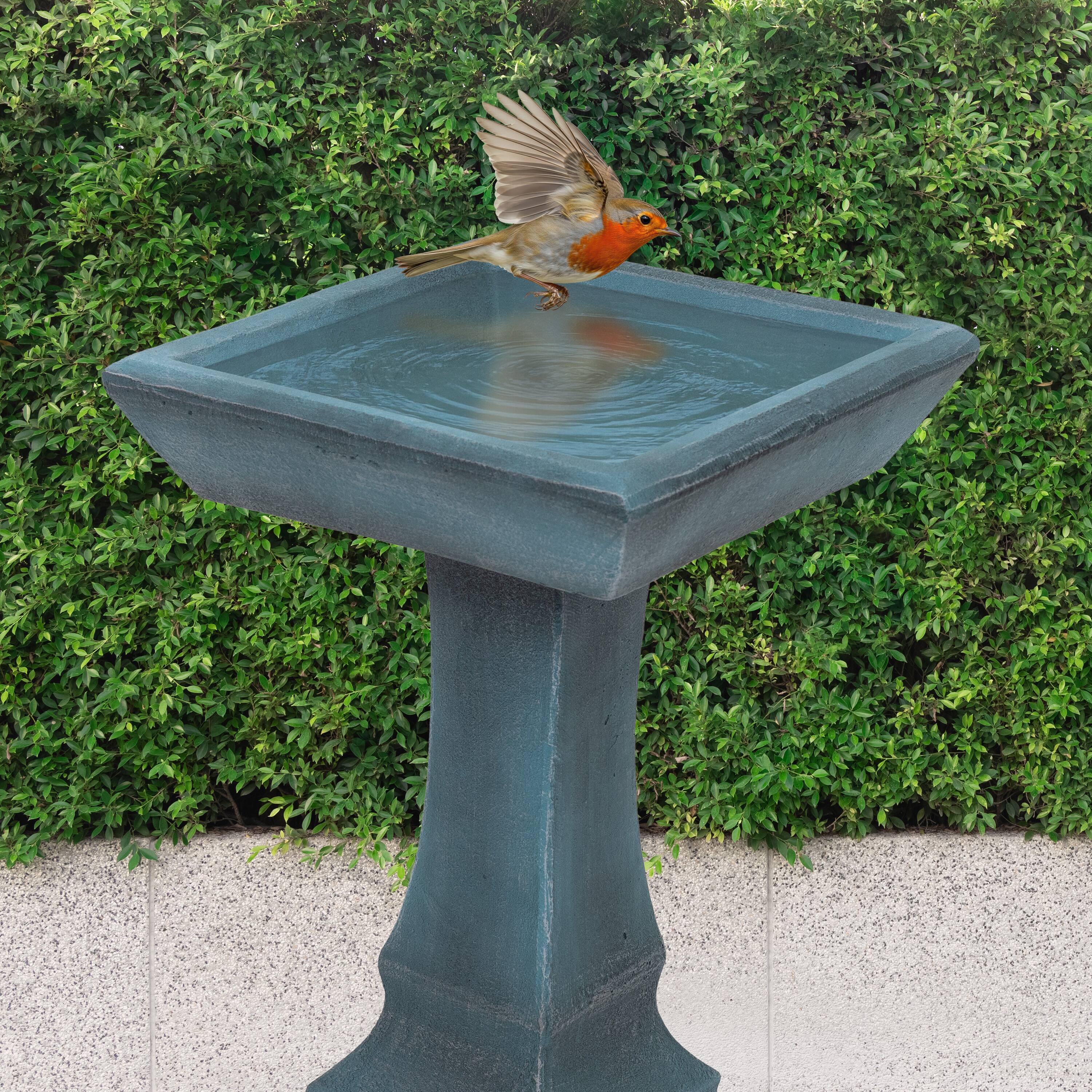 Alt View 10. Sunnydaze - Modern Glass Fiber Reinforced Concrete Bird Bath - 23 in - Patina Green.