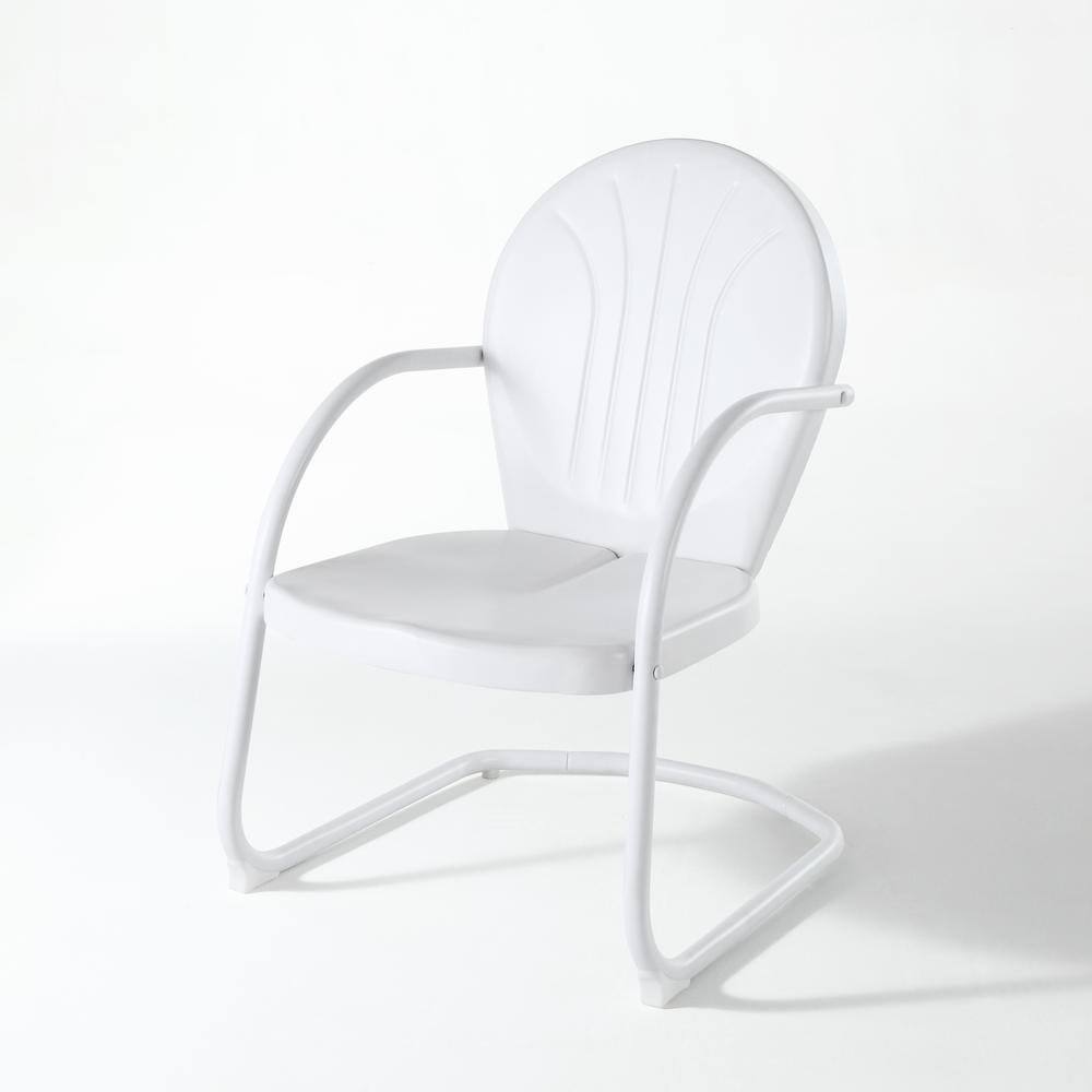 Left. Outdoor Escape - White Metal Patio Chair with Gloss Finish – Decorative Retro Style - White Gloss.