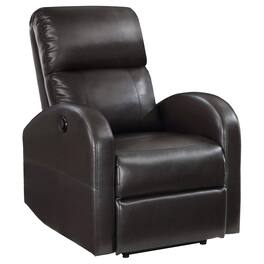 Manhattan Lane - Nami Power Recliner Chair, Plush Cushioned Espresso Faux Leather - Brown