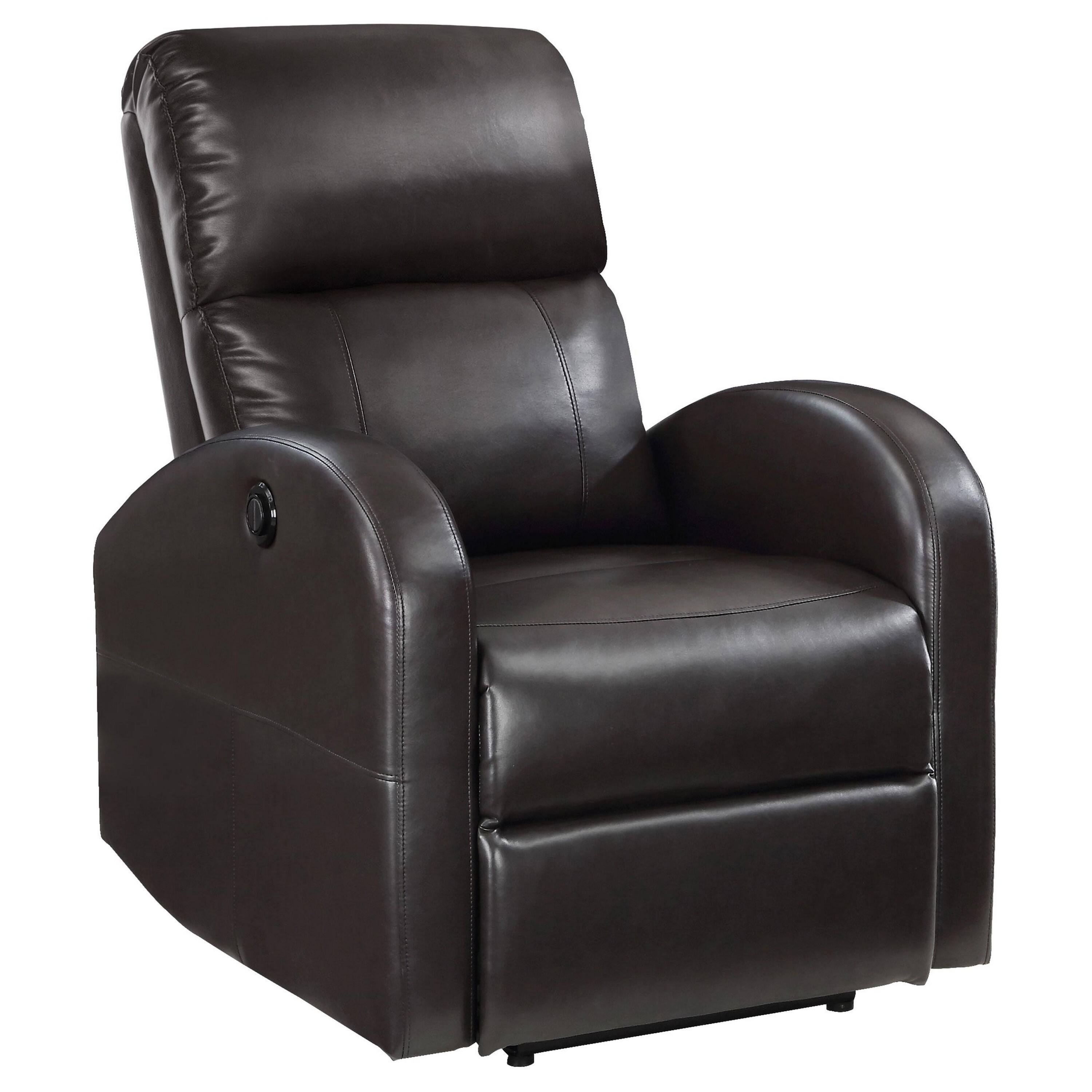Front. Manhattan Lane - Nami Power Recliner Chair, Plush Cushioned Espresso  Faux Leather - Brown.