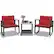 Front. Costway - 3PCS Patio Rattan Furniture Set Rocking Chairs Cushioned Sofa - Burgundy.