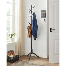 Hivvago - Modern Solid Wood Coat Rack Finish with 8 Hanging Hooks - Black