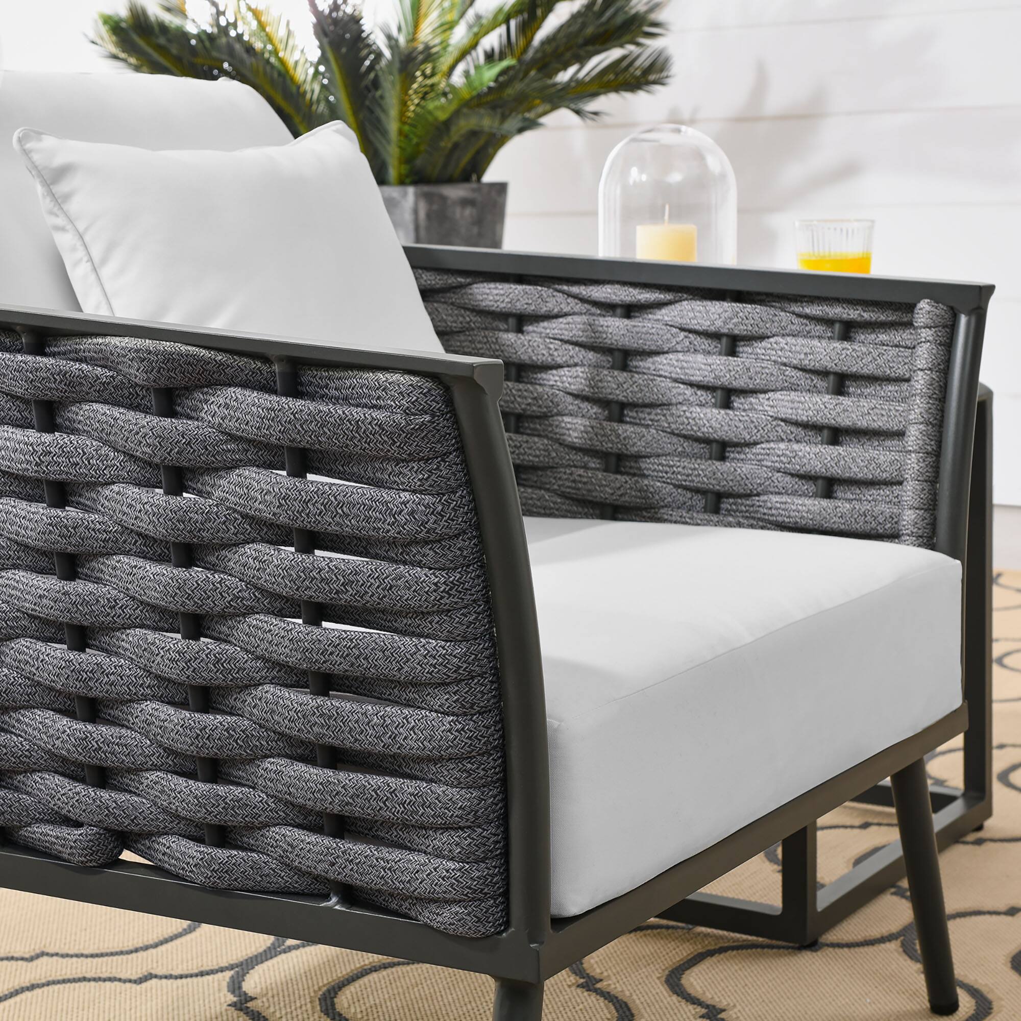 Left. Modway - Stance Outdoor Patio Aluminum Armchair by Modway - Gray White.