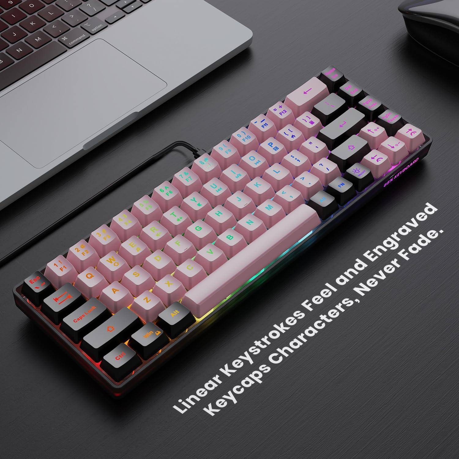 Linear Keystrokes Feel and Engraved Keycaps Characters, Never Fade.