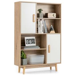 Pefilos - Free Standing Bookcase for Home and Office, Sideboard Storage Cabinet with Door Shelf - Beige