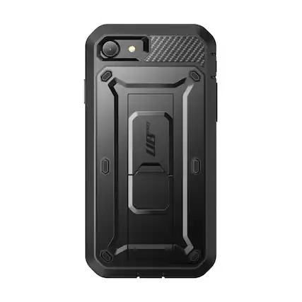 Front. SUPCASE - Unicorn Beetle Pro Rugged Holster Case for iPhone SE – Full-Body Protection with Kickstand & Belt Clip - Black.
